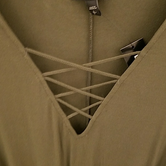 Last one! Express olive green cross front dress - Picture 2 of 5